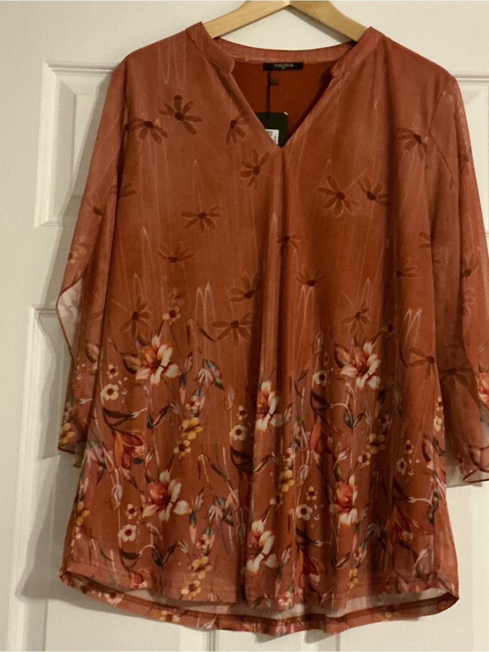 Valentina Floral Tunic Blouse in Rust